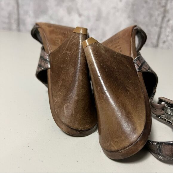 Schutz Croc Embossed Cone Heels Leather - Picture 9 of 11